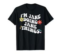 Retro Groovy Im Jane Doing Jane Things Funny Día de la Madre Camiseta gráfica económica