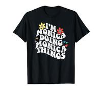 Retro Groovy Im Monica Doing Monica Things Funny Día de la Madre Camiseta gráfica económica