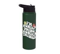 Retro Groovy Im Monica Doing Monica Things Funny Día de la Madre Stainless Steel Insulated Water Bottle