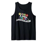 Retro Groovy Just A Girl from Amsterdam Funny Día de la Madre Camiseta sin Mangas