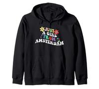 Retro Groovy Just A Girl from Amsterdam Funny Día de la Madre Sudadera con Capucha