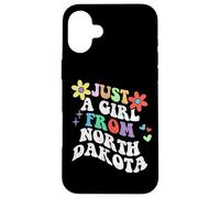 Retro Groovy Just A Girl from North Dakota Día de la Madre 2023 Carcasa para iPhone 16 Plus