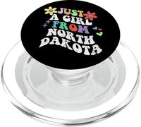 Retro Groovy Just A Girl from North Dakota Día de la Madre 2023 PopSockets PopGrip para MagSafe