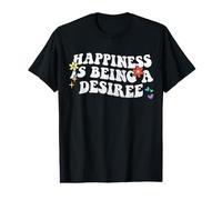Retro Groovy La Felicidad es un Deseo Camiseta gráfica económica