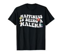 Retro Groovy La Felicidad es una Malena Camiseta gráfica económica