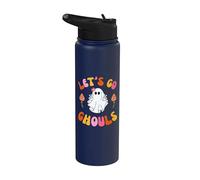 Retro Groovy Let's Go Ghouls Lindo Disfraz de fantasma hippie de los años 70 Stainless Steel Insulated Water Bottle