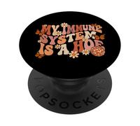 Retro Groovy My Immune System Is A Hoe Butterfly PopSockets PopGrip Adhesivo