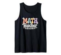 Retro Groovy Profesor de Matemáticas Álgebra Geometría Regreso a la Escuela Camiseta sin Mangas