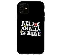 Retro Groovy Relax Amalia está aquí Divertido Nombre del Día de la Madre Carcasa para iPhone 11