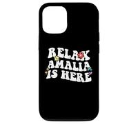 Retro Groovy Relax Amalia está aquí Divertido Nombre del Día de la Madre Carcasa para iPhone 12/12 Pro