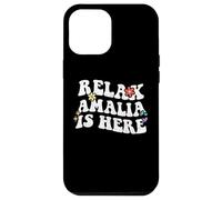 Retro Groovy Relax Amalia está aquí Divertido Nombre del Día de la Madre Carcasa para iPhone 12 Pro MAX