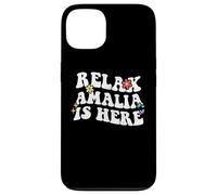 Retro Groovy Relax Amalia está aquí Divertido Nombre del Día de la Madre Carcasa para iPhone 13