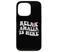 Retro Groovy Relax Amalia está aquí Divertido Nombre del Día de la Madre Carcasa para iPhone 13 Pro