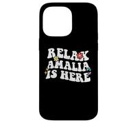 Retro Groovy Relax Amalia está aquí Divertido Nombre del Día de la Madre Carcasa para iPhone 14 Pro MAX