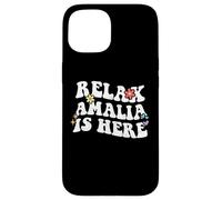 Retro Groovy Relax Amalia está aquí Divertido Nombre del Día de la Madre Carcasa para iPhone 15