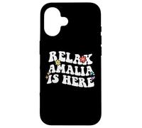 Retro Groovy Relax Amalia está aquí Divertido Nombre del Día de la Madre Carcasa para iPhone 16