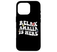 Retro Groovy Relax Amalia está aquí Divertido Nombre del Día de la Madre Carcasa para iPhone 16 Pro