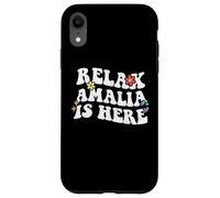 Retro Groovy Relax Amalia está aquí Divertido Nombre del Día de la Madre Carcasa para iPhone XR