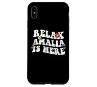 Retro Groovy Relax Amalia está aquí Divertido Nombre del Día de la Madre Carcasa para iPhone XS MAX