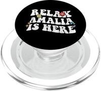 Retro Groovy Relax Amalia está aquí Divertido Nombre del Día de la Madre PopSockets PopGrip para MagSafe