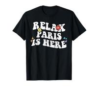 Retro Groovy Relax Paris Is Here Funny Nombre del Día de la Madre Camiseta