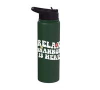 Retro Groovy Relax Shannon Is Here Divertido Nombre del Día de la Madre Stainless Steel Insulated Water Bottle
