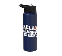 Retro Groovy Relax Shannon Is Here Divertido Nombre del Día de la Madre Stainless Steel Insulated Water Bottle