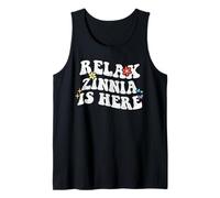 Retro Groovy Relax ZINNIA Is Here Funny Nombre del Día de la Madre Camiseta sin Mangas