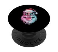 Retro Groovy Santa Claus Christmas Bubble Gum Girl Kid Xmas PopSockets PopGrip Adhesivo