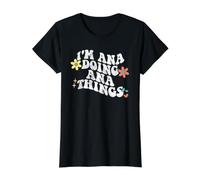 Retro Groovy, Soy Ana, Haciendo Cosas Divertidas para el Día de la Madre de Ana Camiseta gráfica económica, Mujer, Negro, S