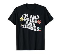 Retro Groovy, Soy Ana, Haciendo Cosas Divertidas para el Día de la Madre de Ana Camiseta gráfica económica, Hombre, Negro, M