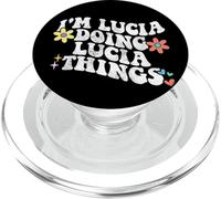 Retro Groovy, Soy Lucia, Haciendo Cosas Divertidas para el Día de la Madre PopSockets PopGrip para MagSafe