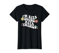 Retro Groovy, Soy Rita, Haciendo Cosas Divertidas para el Día de la Madre Camiseta gráfica económica, Mujer, Negro, S