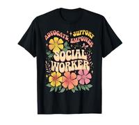 Retro Groovy Trabajador Social Flor Divertido Mes de Trabajo Social Camiseta