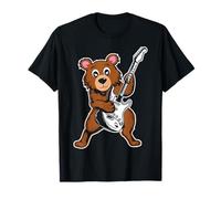 Retro Guitarra Rock Música de Cute Brown Bear Camiseta