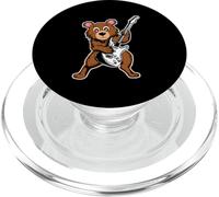 Retro Guitarra Rock Música de Cute Brown Bear PopSockets PopGrip para MagSafe