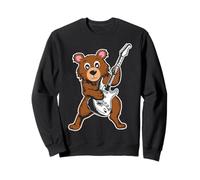 Retro Guitarra Rock Música de Cute Brown Bear Sudadera