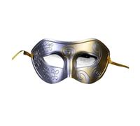 Retro Half Face Mask - Máscara veneciana para fiesta de Halloween y baile (máscara misteriosa, talla adulta) (rojo plateado)