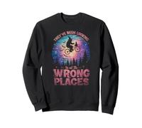 Retro Halloween Bigfoot En Bici Luna Llena 80s Nostagia Sudadera
