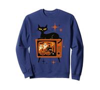 Retro Halloween Gato Negro TV Fantasma Calabaza Vintage Spooky Sudadera