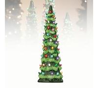 Retro Hand Painted Table Top Christmas Trees, Ceramic Christmas Trees That Light Up Led Glowing Lights Table Top Christmass Tree For Home, Fireplace, Festive Ornament (Color Light,6in)