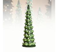 Retro Hand Painted Table Top Christmas Trees, Ceramic Christmas Trees That Light Up Led Glowing Lights Table Top Christmass Tree For Home, Fireplace, Festive Ornament (Warm Light,4in)