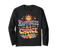 Retro Happiness Is A Choice Cita Positiva Sol Sonrisa Cara Manga Larga