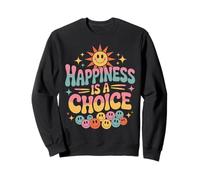 Retro Happiness Is A Choice Cita Positiva Sol Sonrisa Cara Sudadera