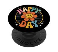 Retro Happy Day Smiling Flower Vintage Groovy 70s PopSockets PopGrip Adhesivo