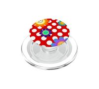 Retro Happy Flower Polka Dot Rojo Gráfico PopSockets PopGrip para MagSafe
