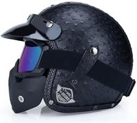 Retro Harley Motocicleta Medio Casco, 3/4 Cara Abierta Cascos, Dot/ECE Aprobado, Crucero Helicóptero Scooter Chorro Anticolisión Casco de Moto, para Adulto Hombres Mujer(D2,XXL/63-64cm)