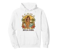 Retro Hawaii Aloha Hula Girl Tabla de Surf Tropical Playa Atardecer Sudadera con Capucha