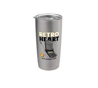 Retro Heart Old School Soul (gráfico de teléfono vintage) Vaso térmico de acero inoxidable de doble pared