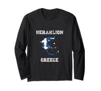 Retro Heraklion Grecia Bandera de Grecia Envejecida Manga Larga